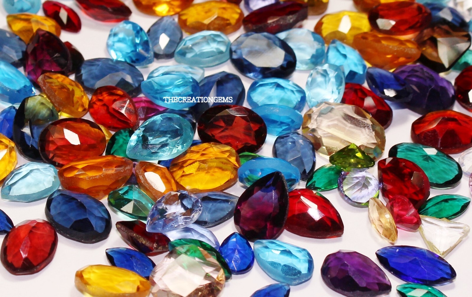 Lab created Mixed Semi-precious Gemstones Lot with multiple shapes sizes n Color