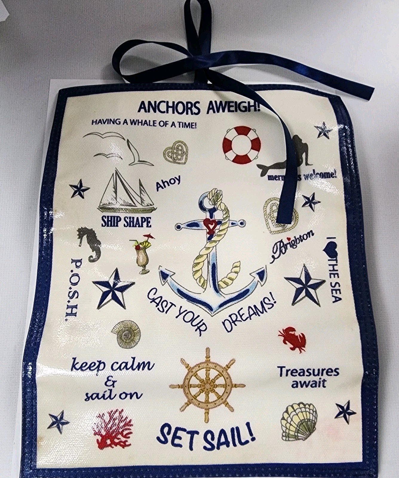 Brighton Nautical Travel Jewelry Roll Blue Velvet Lined Zippered Compartments