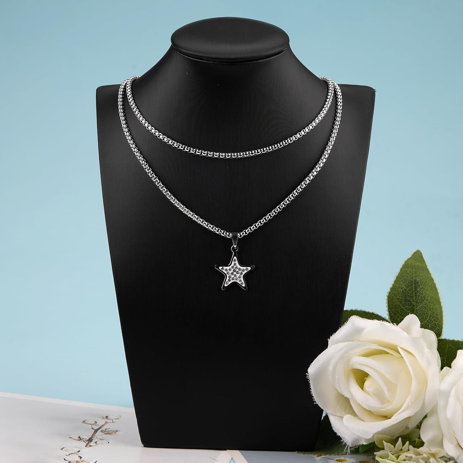 10PCS Stainless Steel Necklace Chains Bulk Square Rolo Chain Necklaces for Men a