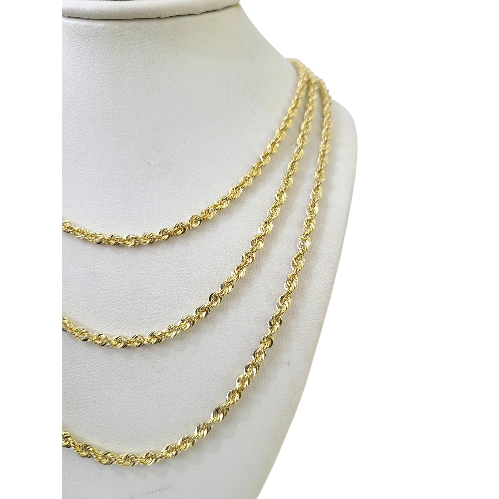 10k Gold Hollow Muray Rope Chain Necklace 3mm 18″ 20″ 22″ 24″ Men Women Gift