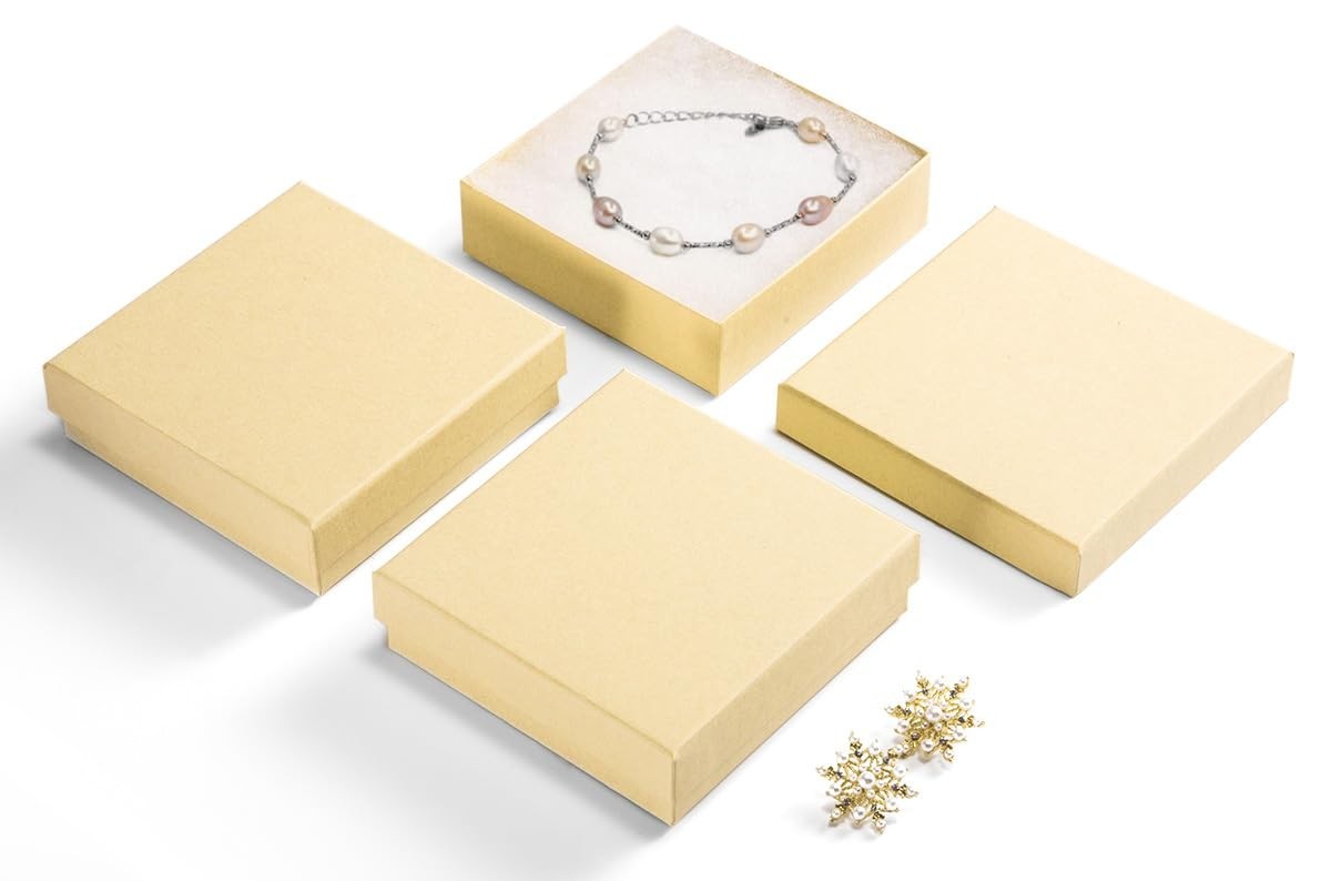 Jewelry Gift Boxes Small 3.5×3.5×1 Inch 20 Pack Cotton Filled Matte Brown