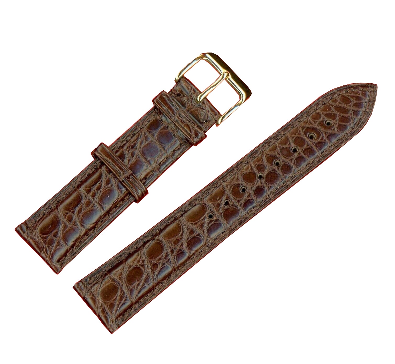 GENUINE ALLIGATOR STRAP DARK LIGHT & MAHOGANY BROWN 18mm 19mm 20mm & EXTRA LONG