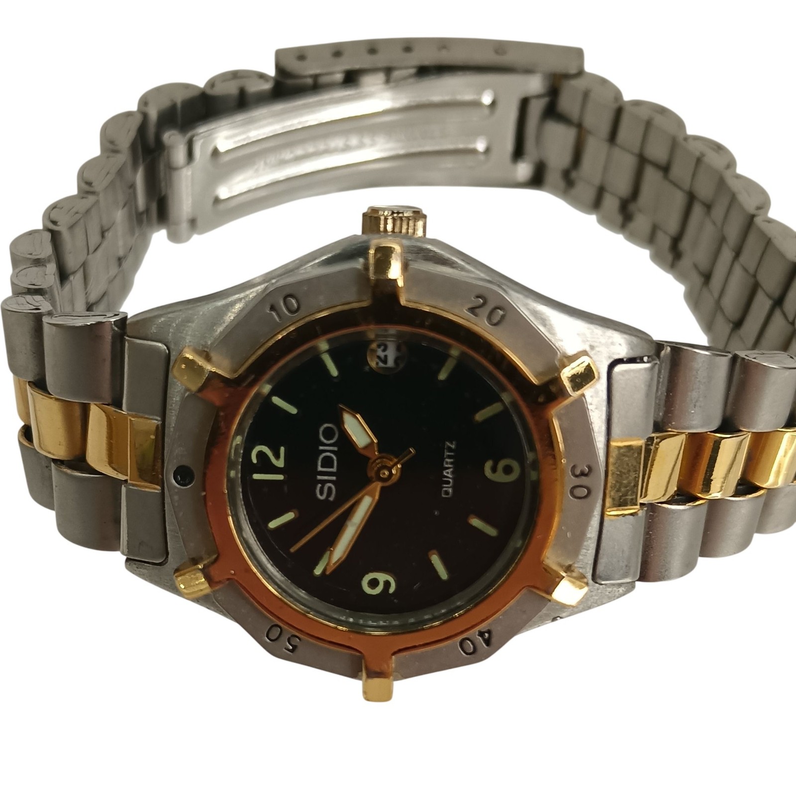 Sidio Quartz Wristwatch TwoTone Stainless Steel Gold Black Spare Repair Preloved