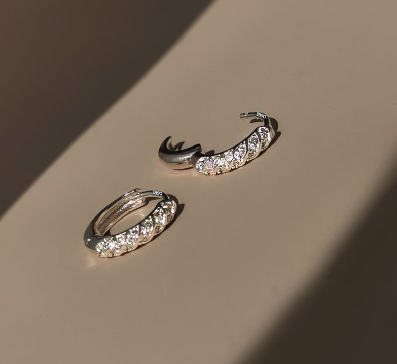 6/8/10mm 925 Sterling Silver CZ Huggie Hoop Small Earrings Women Girl 2Pcs I82