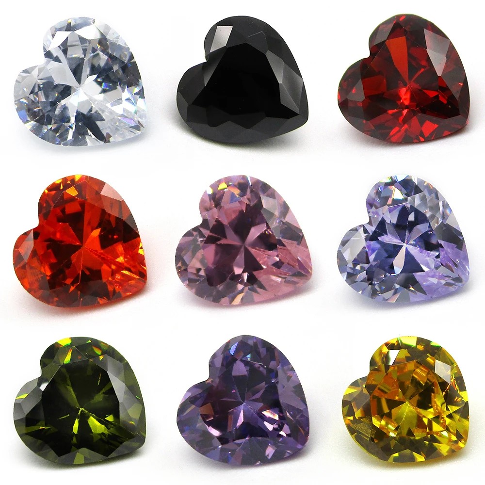 3x3mm~10x10mm Heart Shape Loose Cubic Zirconia Stone 5A CZ Gemstones for Jewelry
