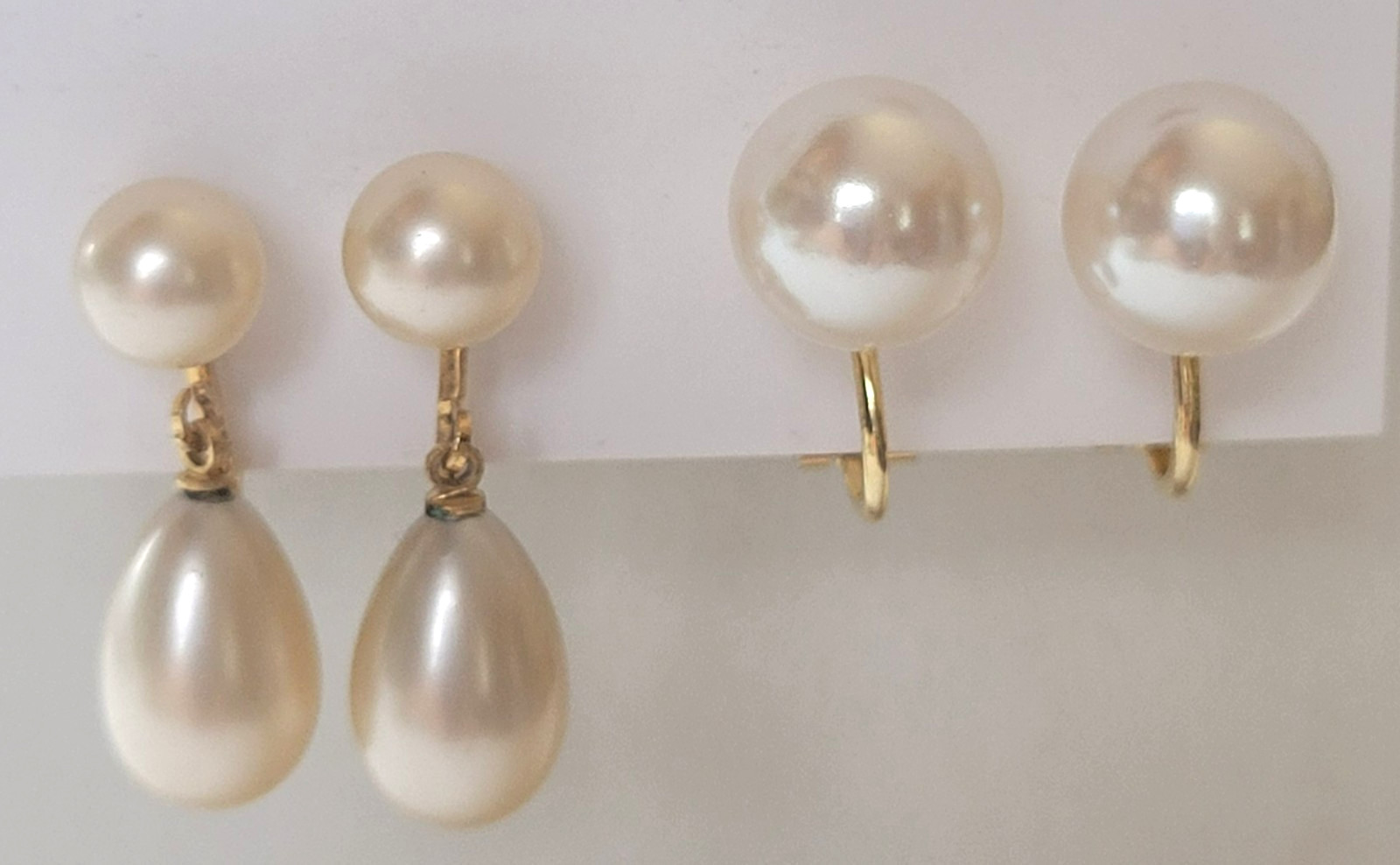 NWOT Vintage Faux Pearl Clip-On Earrings Gold Tone Lot 2 Pairs Incl. Trifari