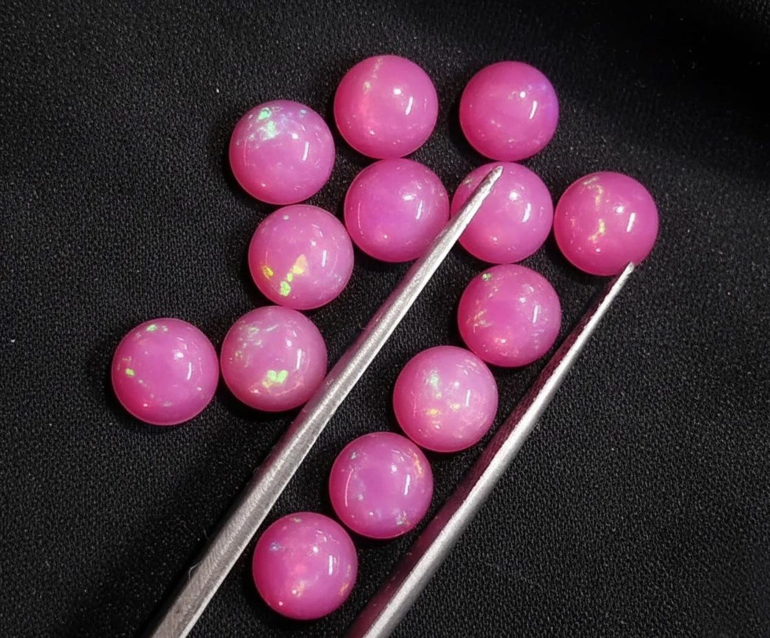 Natural Pink Ethopian Opal Round Cabochon 3mm To 10mm Loose Gemstone