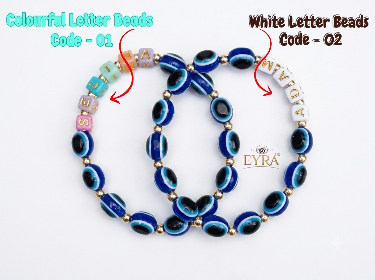 Custom Name Personalise Evil Eye Bracelet, Customise Bracelet, Name Bracelet