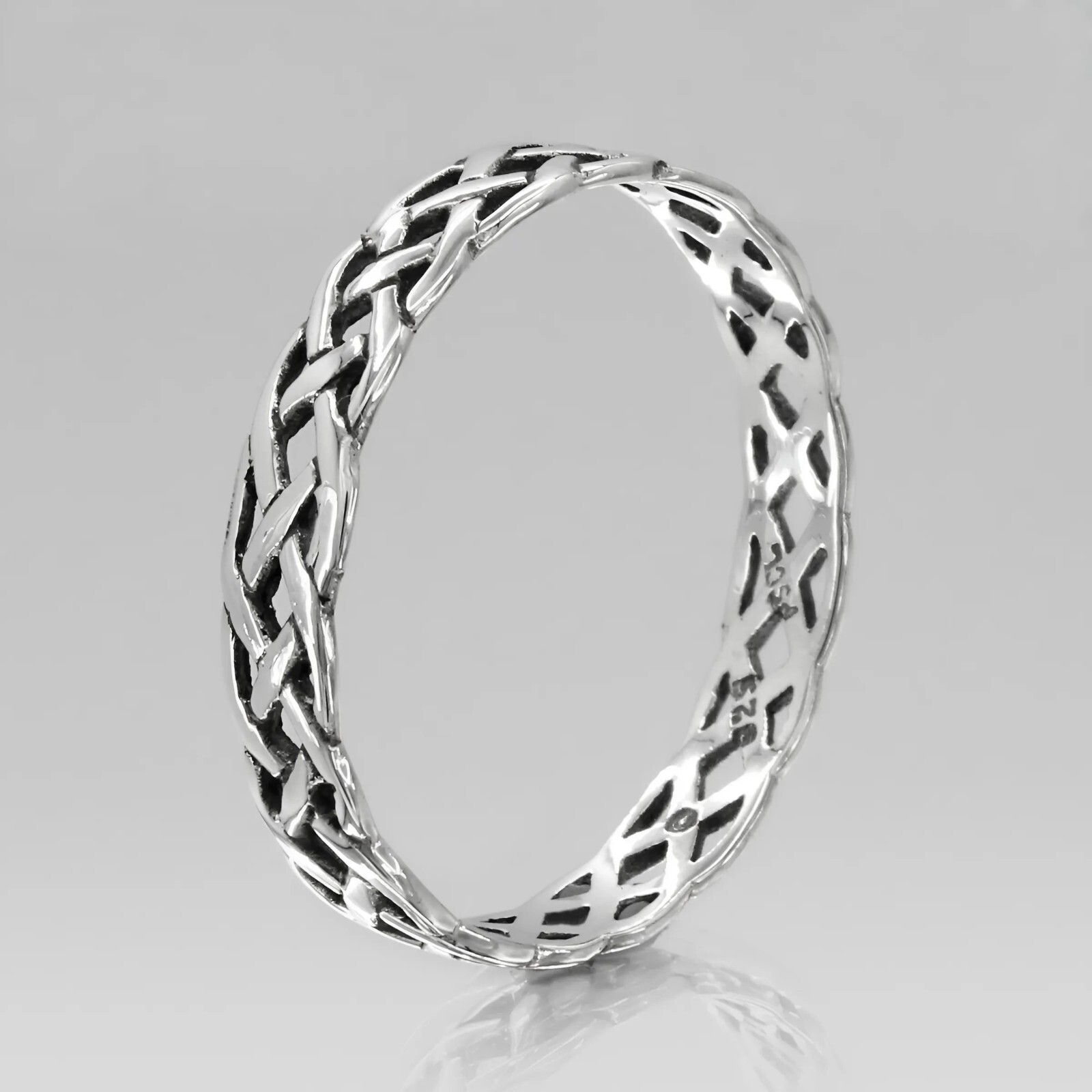 Small Narrow Woven Celtic Knot Ring Band Sz 4-15 Sterling Silver Irish Jewelry