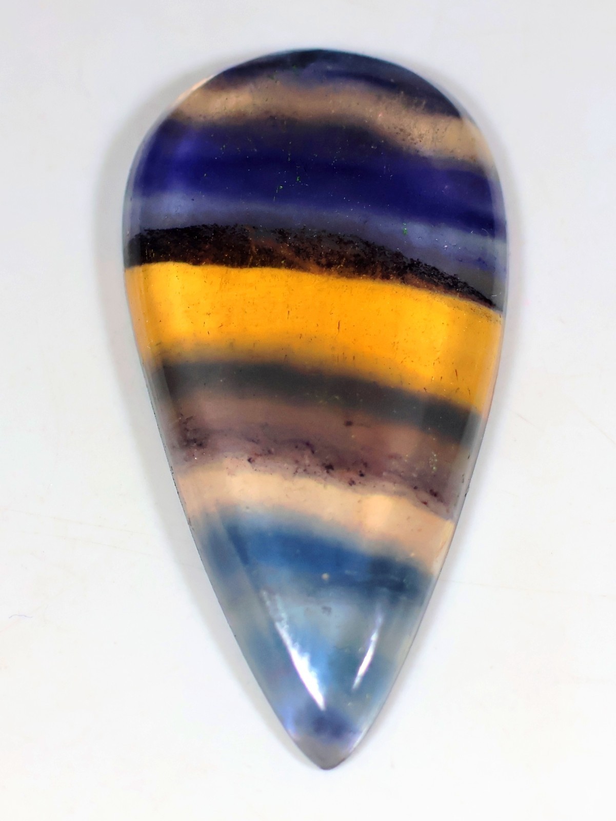 28 Crt 5X18X34 mm Natural Multi Purple Fluorite Pear Cabochon Gemstone KC-157