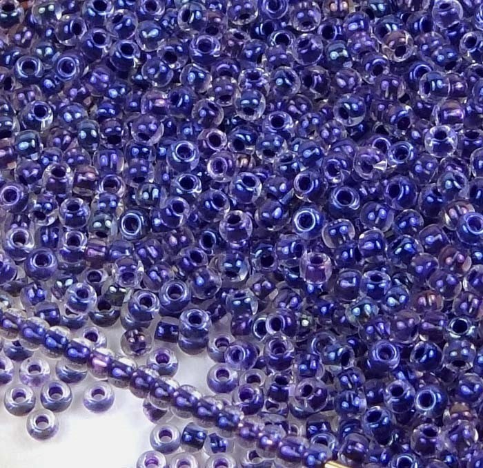 11/0 TOHO Round Seed Beads Inside-Color Rainbow Crystal/Tanzanite Lined 10g