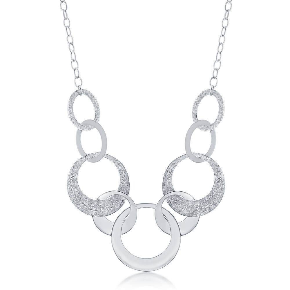 Interlocking Circles Necklace, Valentines Gift, 16 + 2 inch Extension 925 SIlver