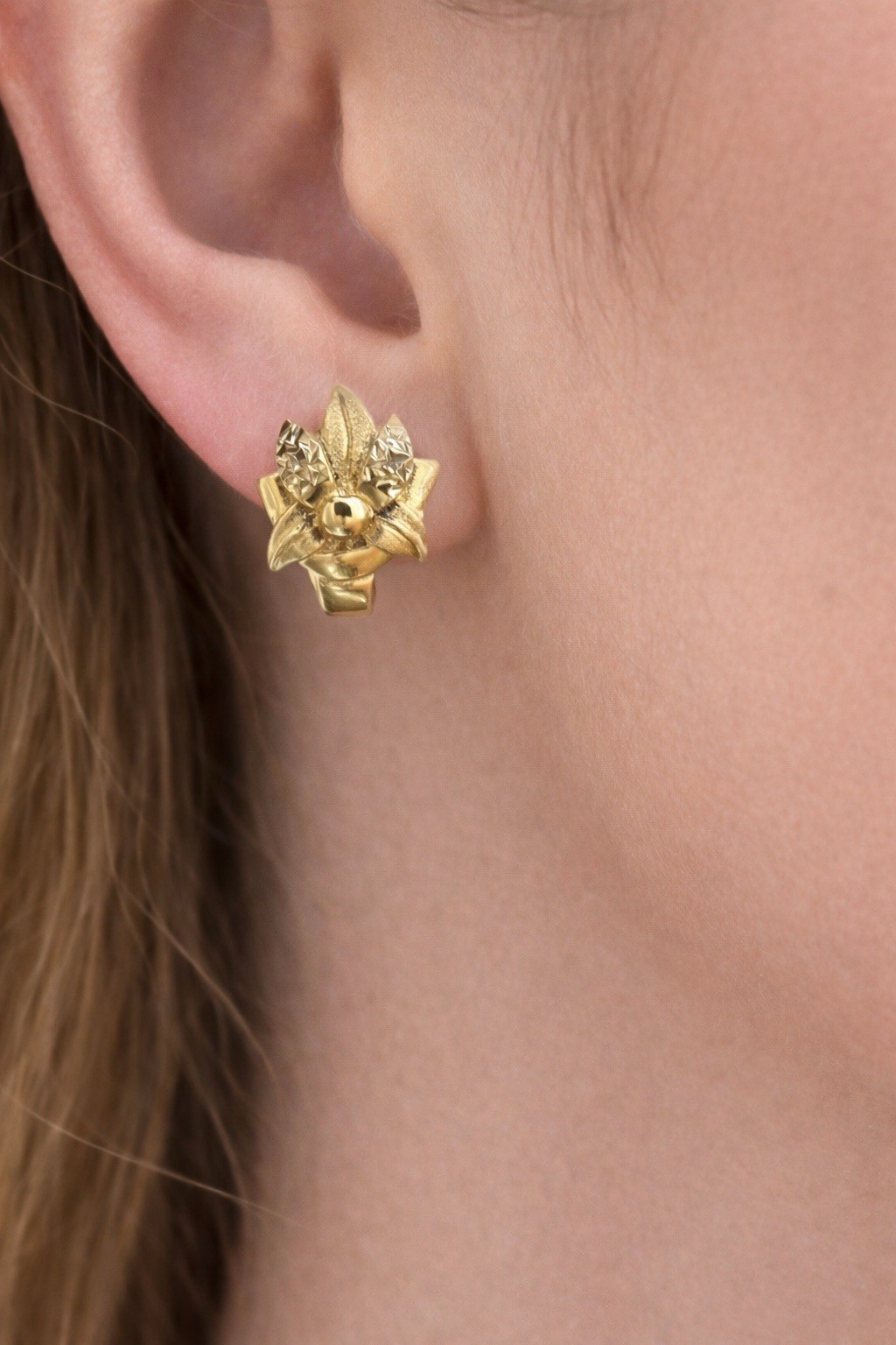 585 14K Yellow Gold Clip On Stud Earrings 4.46г.