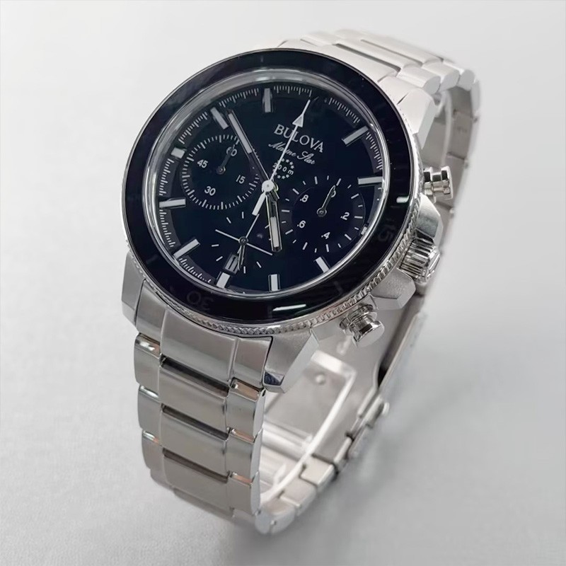 Bulova Marine Star Series C 96B272 Men’s Black Dial Stainless Steel Quartz Watch