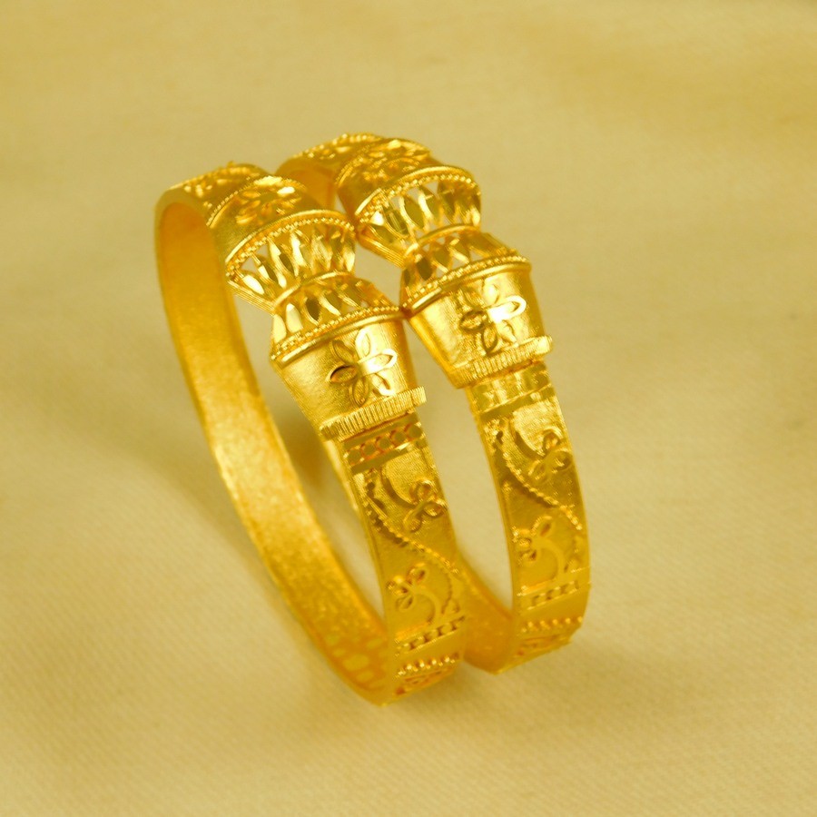 Bollywood Women 2PCs Bangle Set 18K Gold Plated Bracelsts Traditional Jewelry