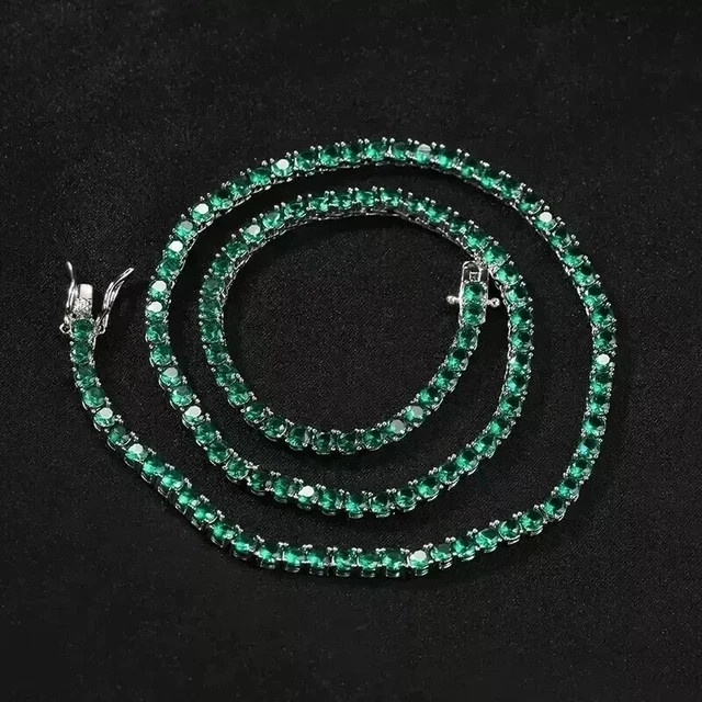 16Ct Round Lab-Created Diamond Men Tennis Necklace 14k White Gold Plated