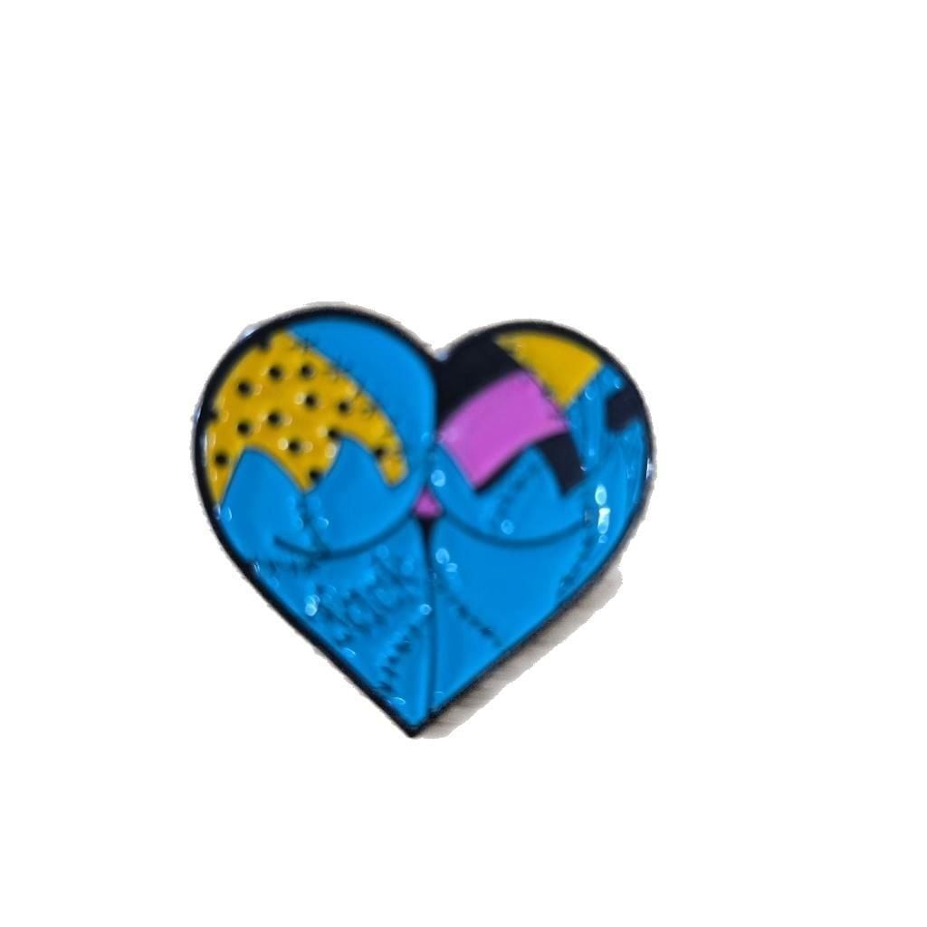 Set of 6 Halloween-Themed Heart Enamel Lapel Pins