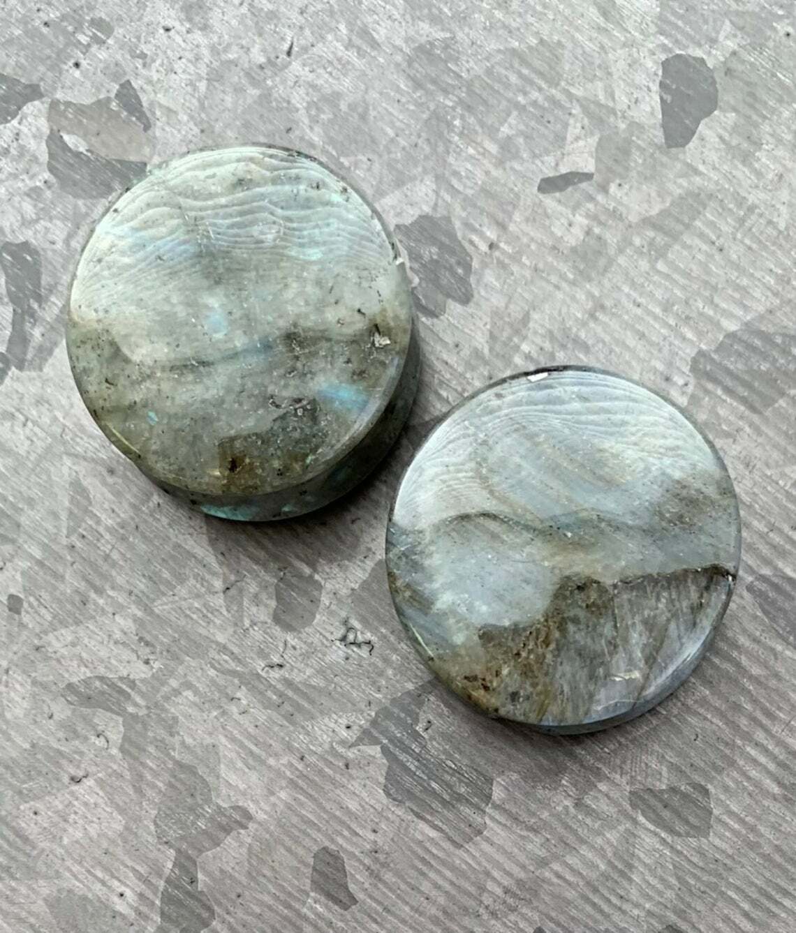 PAIR Labradorite Natural Stone Double Flare Plugs Organic Earlets Gauges