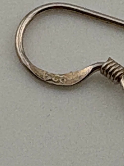 VINTAGE SIAM THAILAND STERLING SILVER NIELLO DANCER DROP EARRING ASIA 1.25″ 3087