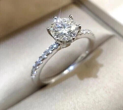 2Ct Round Cut Lab-Created Diamond Solitaire Wedding Ring 14k White Gold Plated