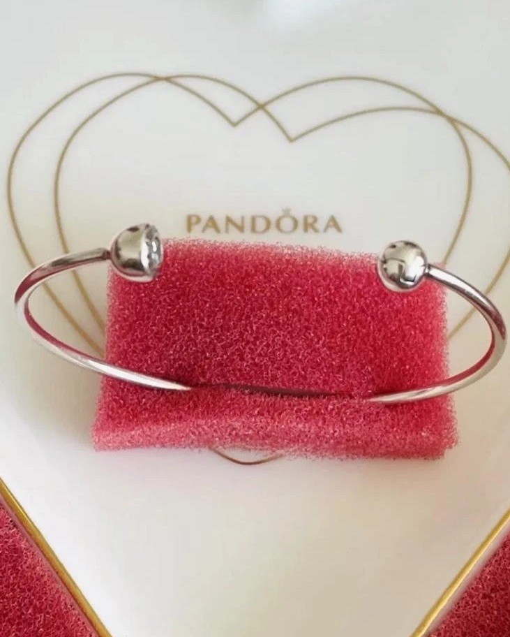 💜 PANDORA Silver ESSENCE BANGLE Bracelet Size 1 ~ 16cm ✨ Crystals 💝🎁