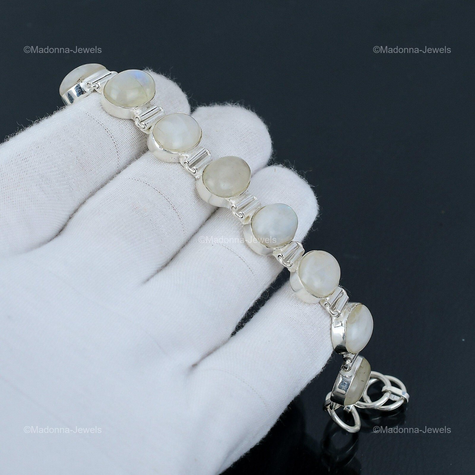 Easter Deal Rainbow Moonstone Stone 925 Silver Sister Chain New Bracelet Jewelry