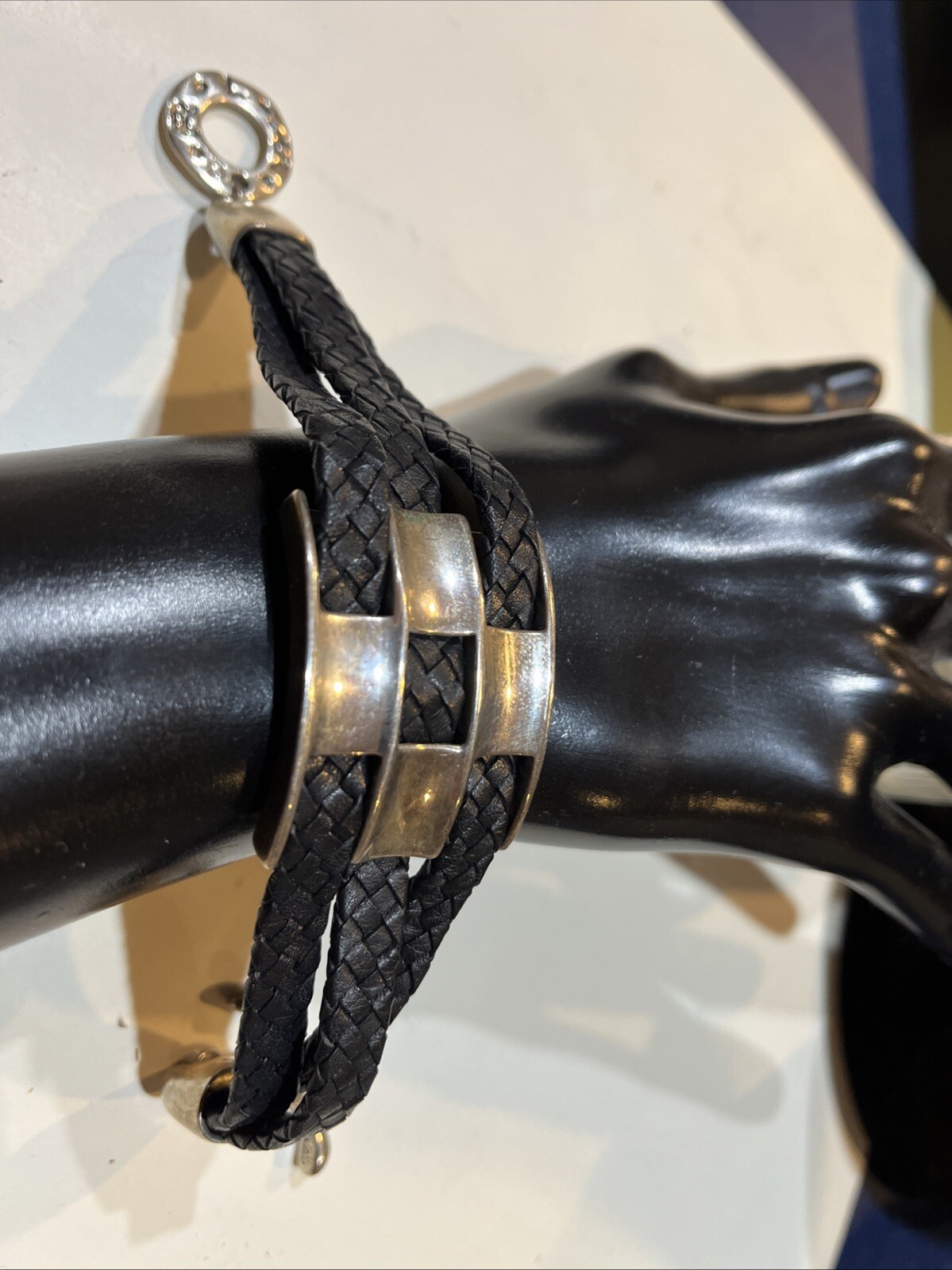 RLM Studio Robert Lee Morris Sterling 925 Silver & Leather 3 Strand Bracelet