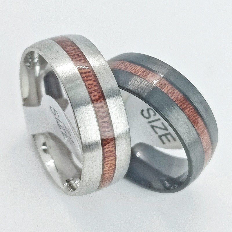 36Pcs Dual Tone 8mm Strip Inlaid Stainless Stackable Rings Unisex Bulk Jewelry