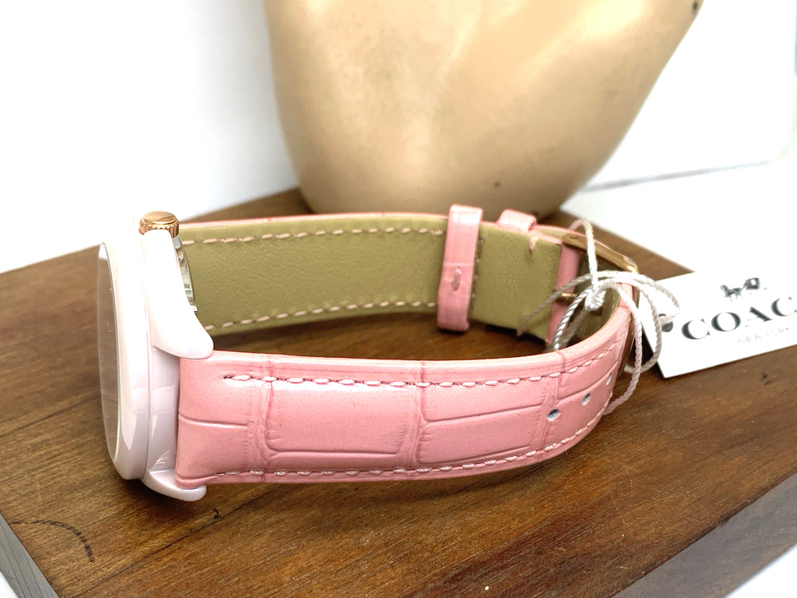 Coach Women’s Watch 14503926 Greyson Quartz Blush Pink Ceramic Leather Band 36mm