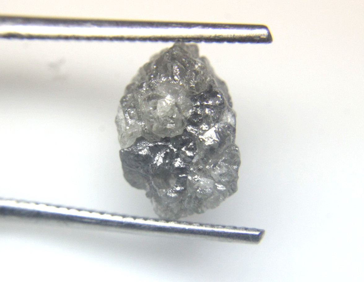 4.87 CT UNCUT SILVER GRAY ROUGH DRILLED DIAMOND FOR PENDANT 12.11×8.40×6.40 MM