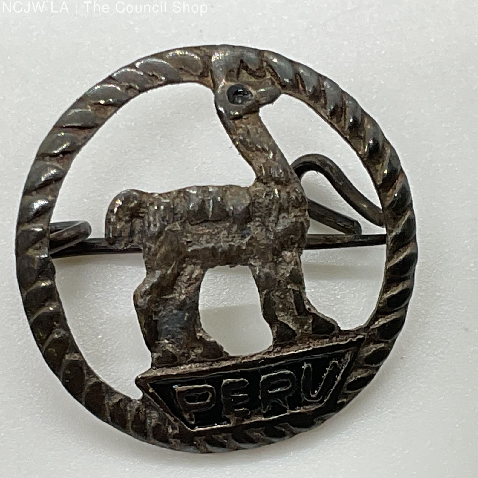 VTG./ANTIQUE PERU Sterling Silver Llama .75″ Brooch/Pin- 1.71g
