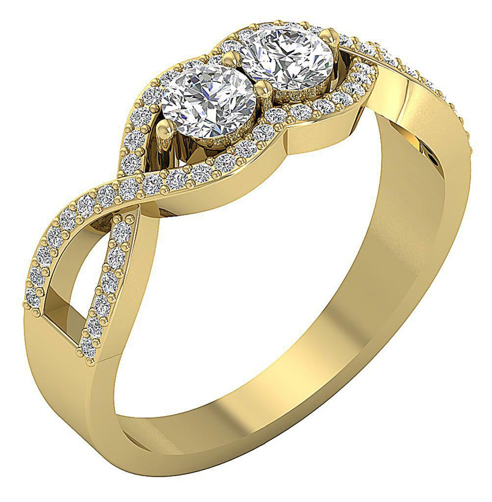 Forever Us Two Stone Solitaire Ring I1 G 0.85 Ct Round Diamond 14K Yellow Gold