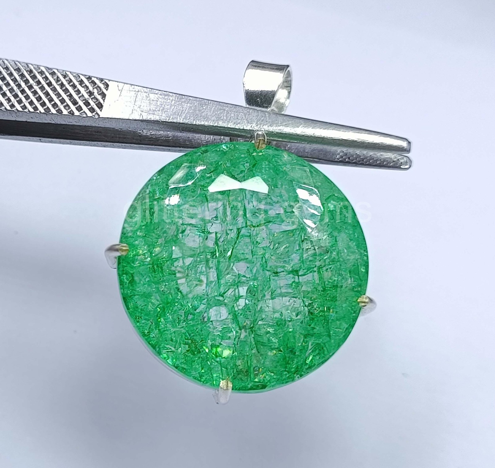Natural Certified 123.0Ct Green Emerald 925 Solid Silver Pendant Loose Gems 5JST