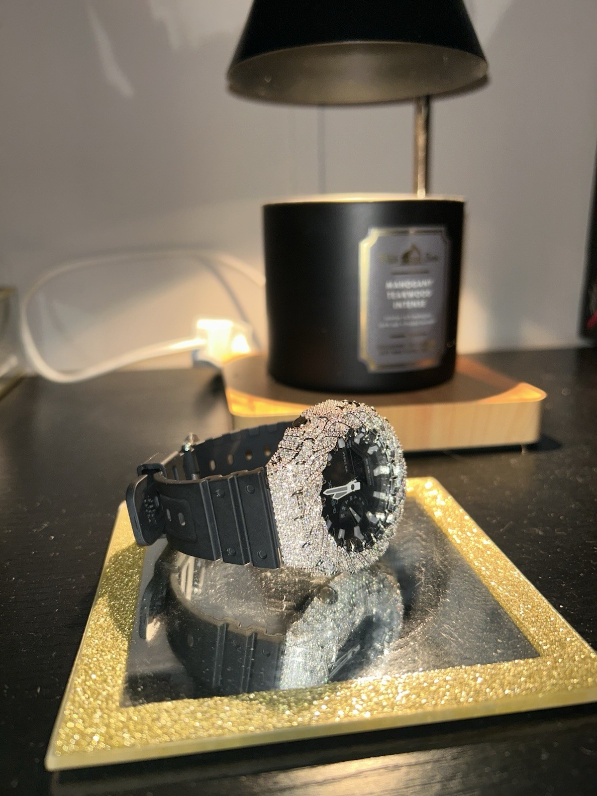G-SHOCK Analog/Digital Quartz 200m Custom Iced-Out Bezel Black Resin Band