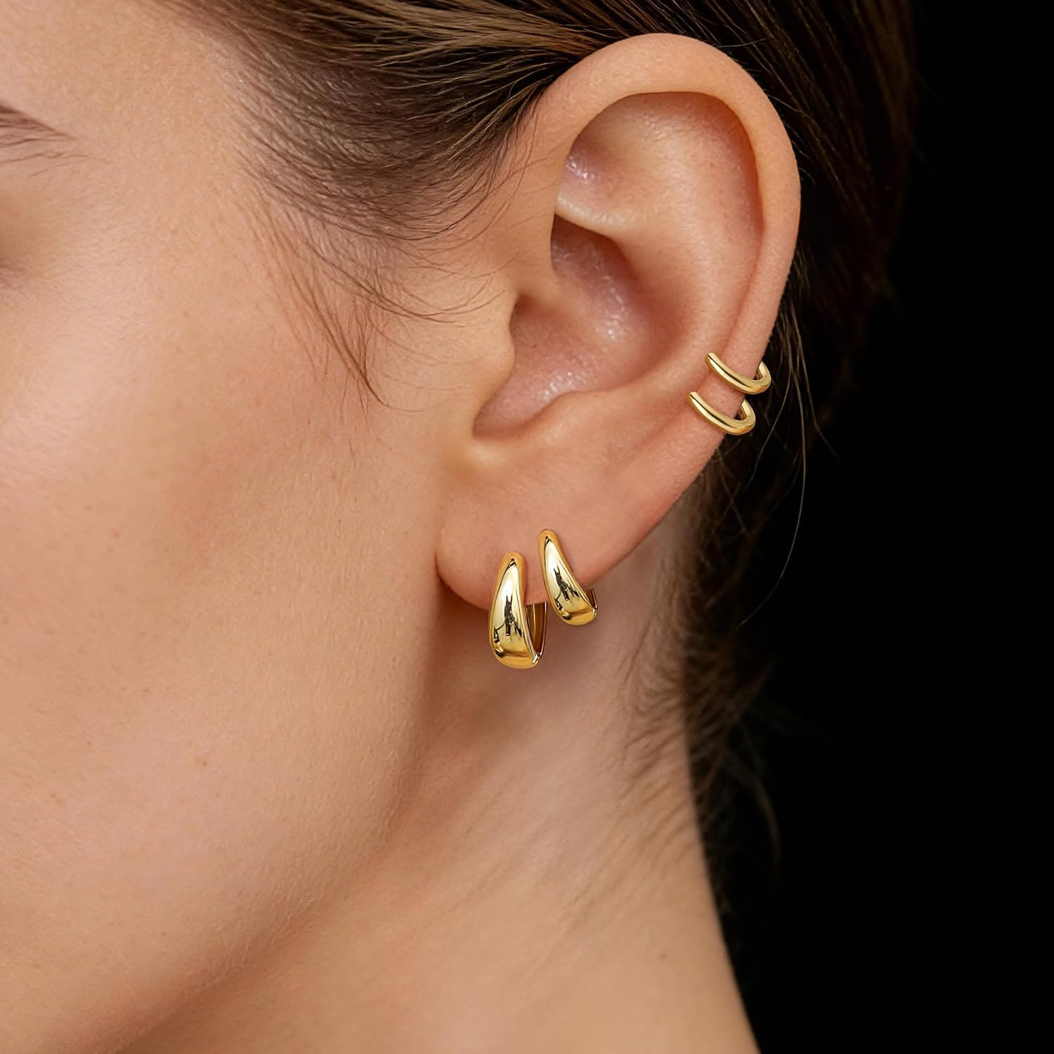 6 Pairs 14K Gold Plated Hoop Earrings for Women Hypoallergenic Small Huggie Hoop