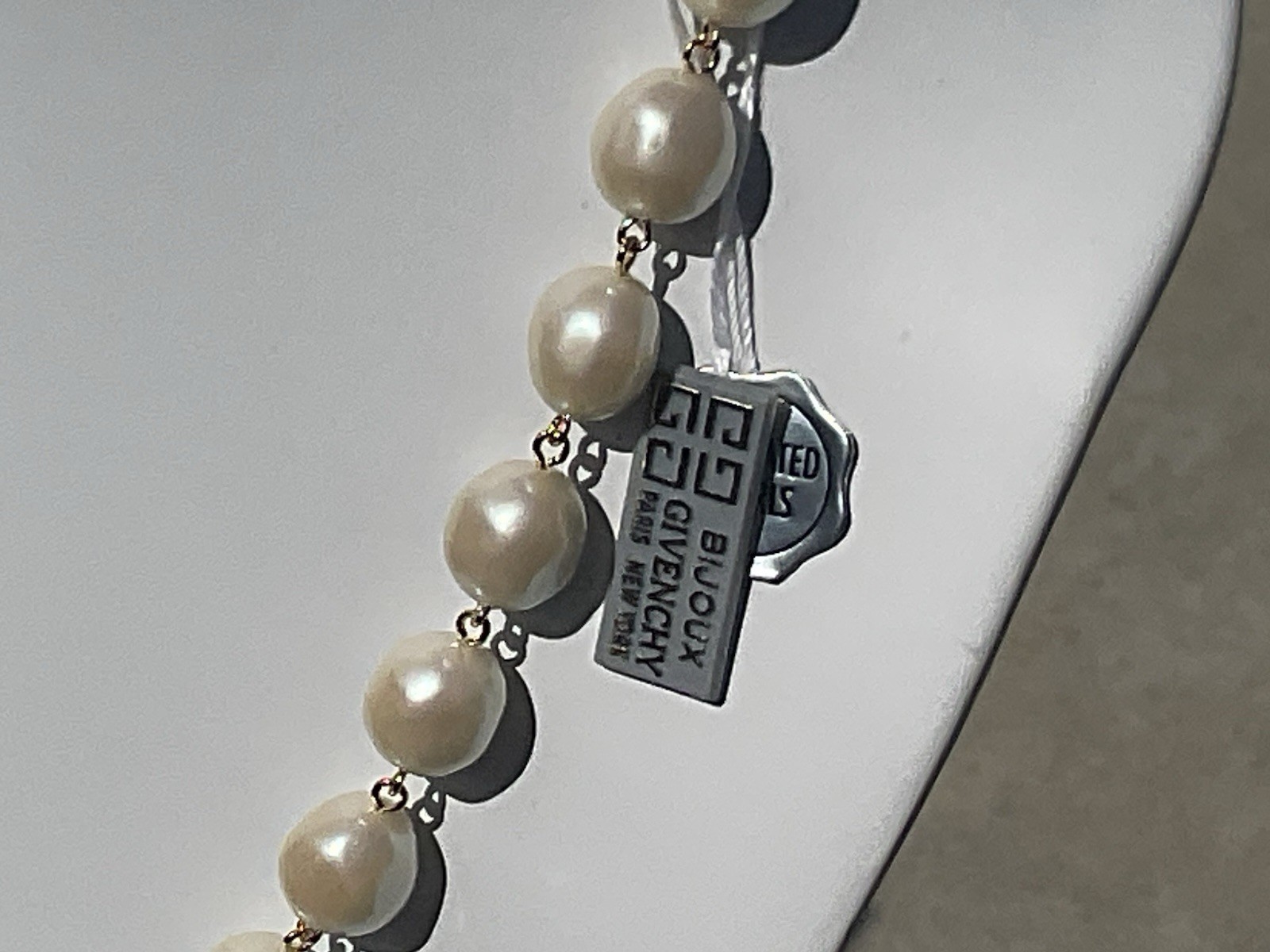 NOS Simulated Pearl + Rhinestone Bijoux GIVENCHY Goldtone Necklace!!!
