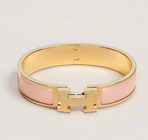 Brand New, Genuine, Clic H Bracelet – Baby Pink Enamel, GM (17.5 cm)