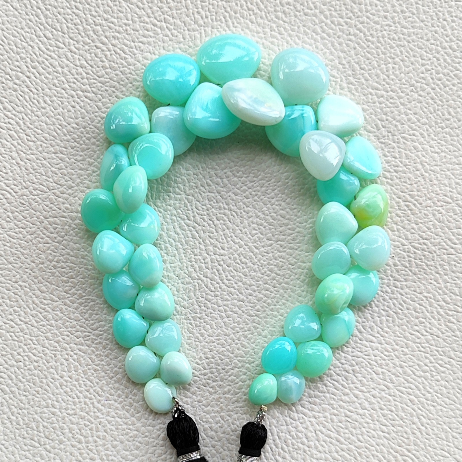 Peruvian Blue Opal Smooth Heart Beads 7-13mm Gemstone Beads 7″ Strand