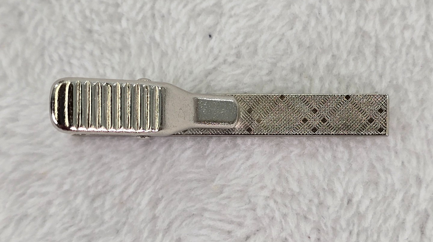 Vintage Stainless Steel Tie Clip Brushed Silver Tone Metal No Pattern