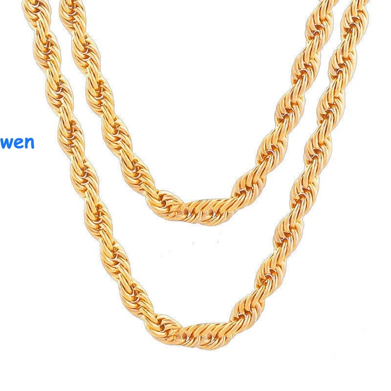 Hip Hop Gold Plated Stainless Steel Rope Link Chain Necklace Jewelry