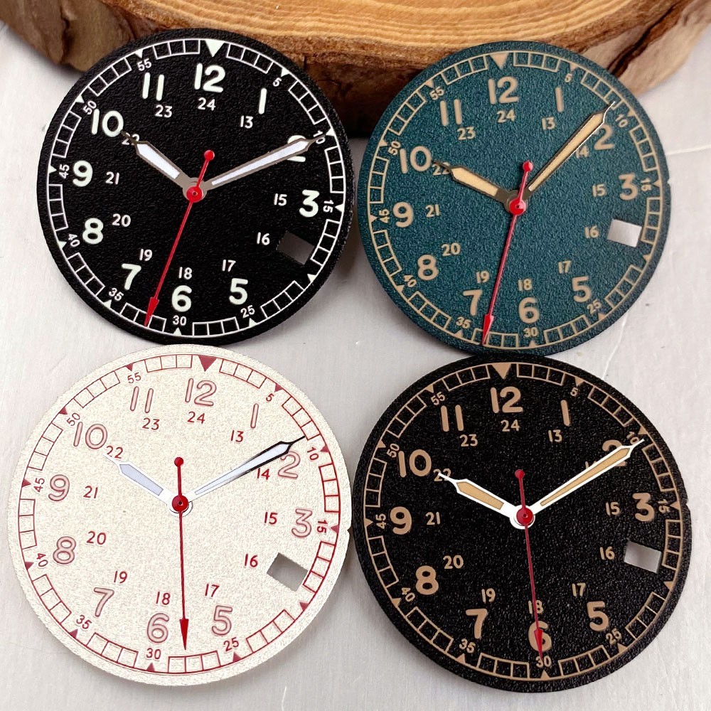 New 29mm Black White Blackish-green Arabic Watch Dial Fit NH35 NH36 NH38 Move