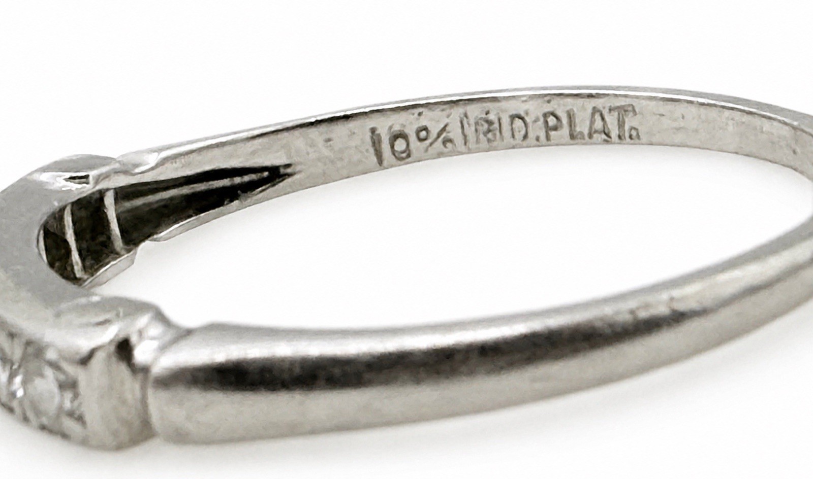 Vintage 10% Irid Plat Platinum Iridium 7 Diamond Wedding Band Ring Size 8.5 2.9g