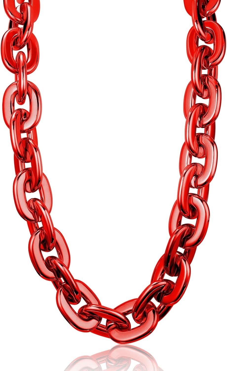 Red Hip Hop Large Acrylic Thick Plastic Cuban Link Chain Necklace 32in 80cm