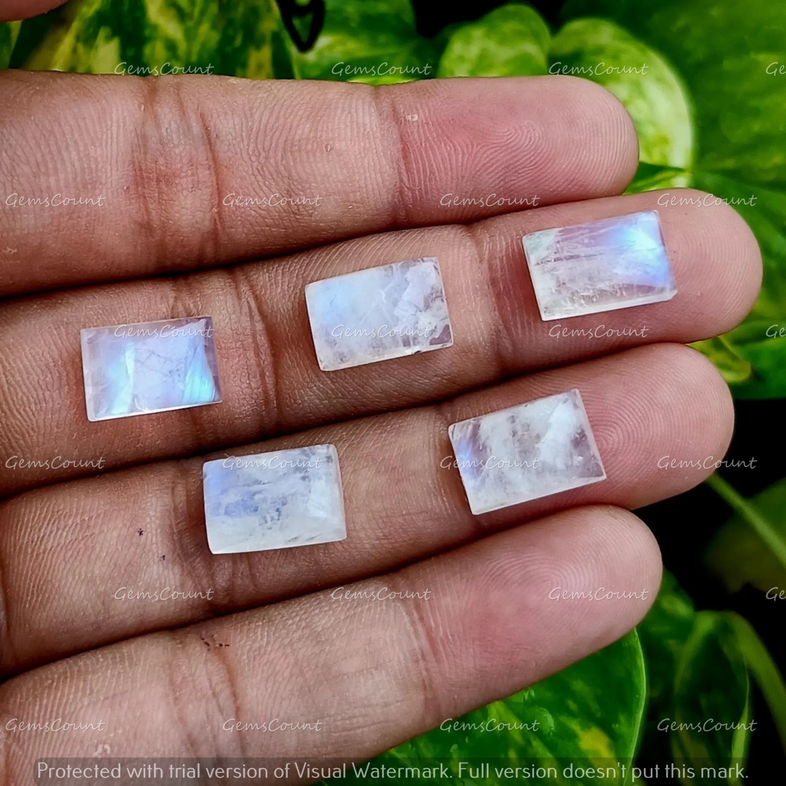 Natural Rainbow Moonstone Rectangle Cabochon Blue Fire Gemstone 5x7mm-12x16mm