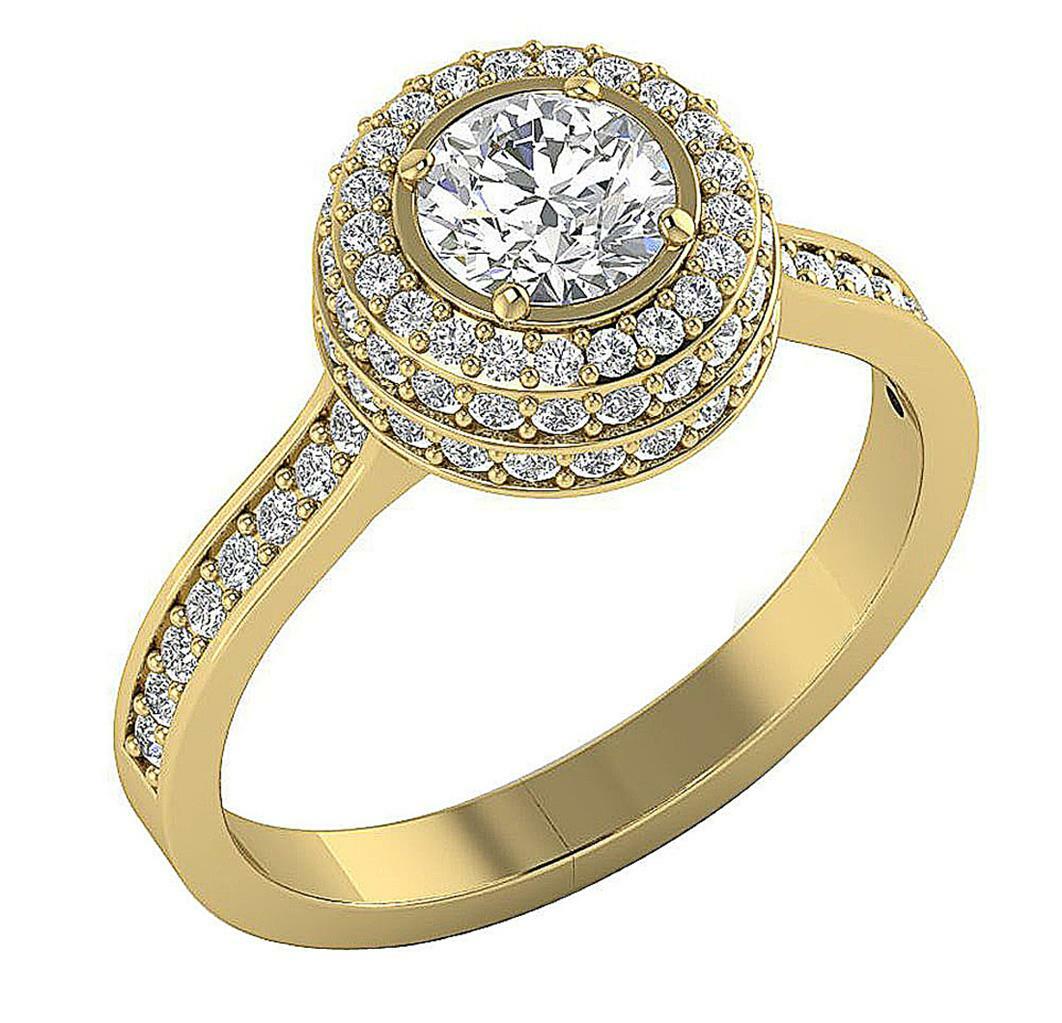 Solitaire Engagement Ring Natural Diamond 14K Yellow Gold I1 G 1.60 Ct 11.00 MM