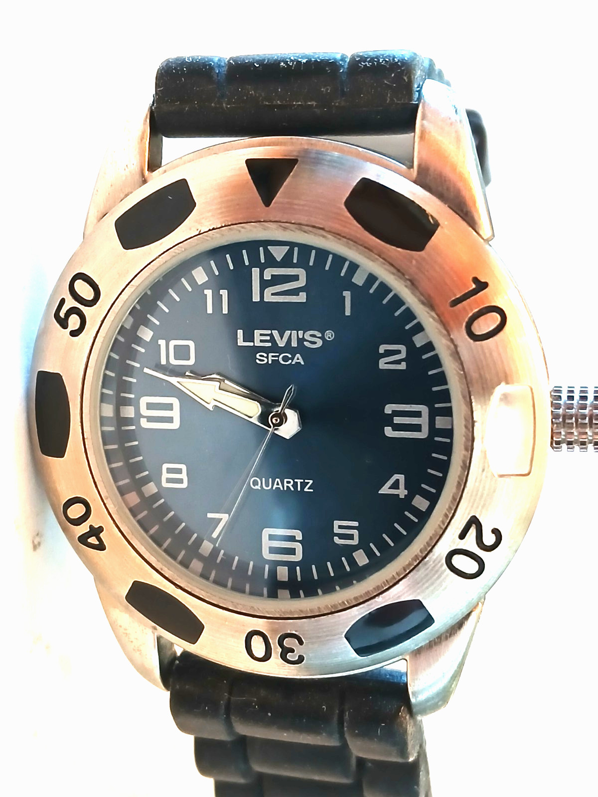 Vtg Levi SFCA Men’s Wrist Watch Blue dial Lume Hands