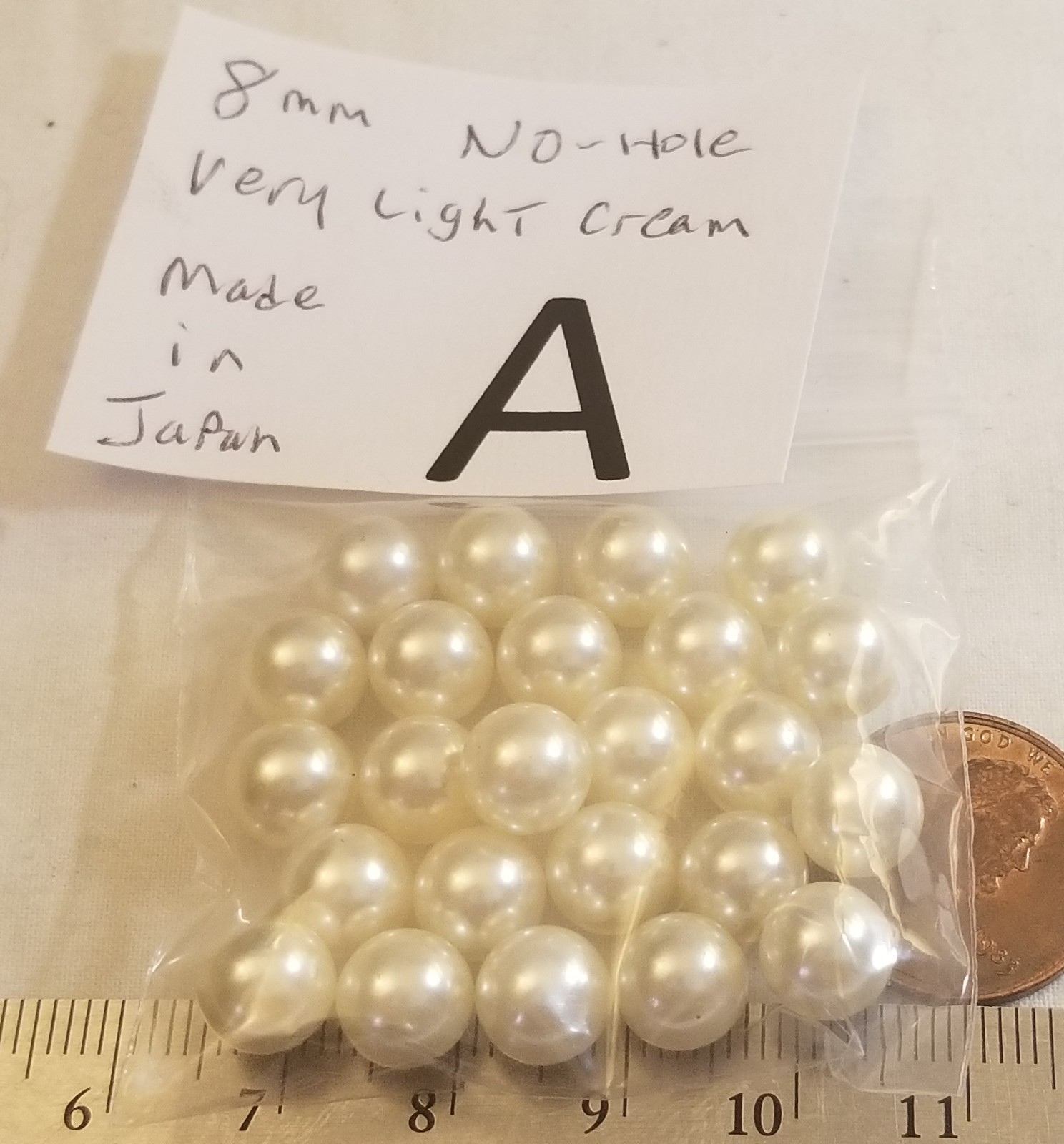 Vtg 8mm No Hole Pearl Bead ball Mix Cream White Color Jewelry Craft repair Lot