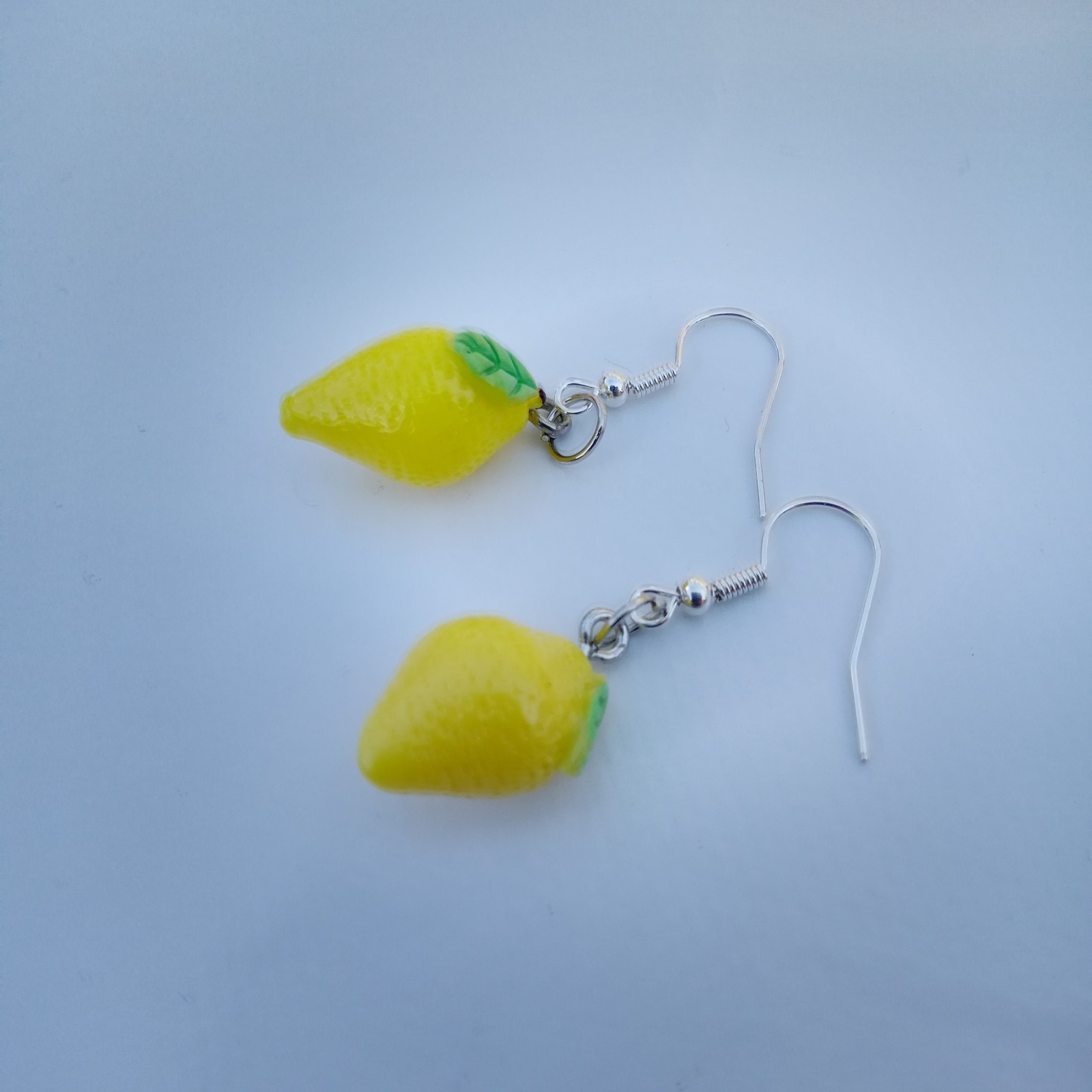 Lemon dangle earrings 3d Yellow Fruits shape Retro Kitsch Novelty Fun Theme