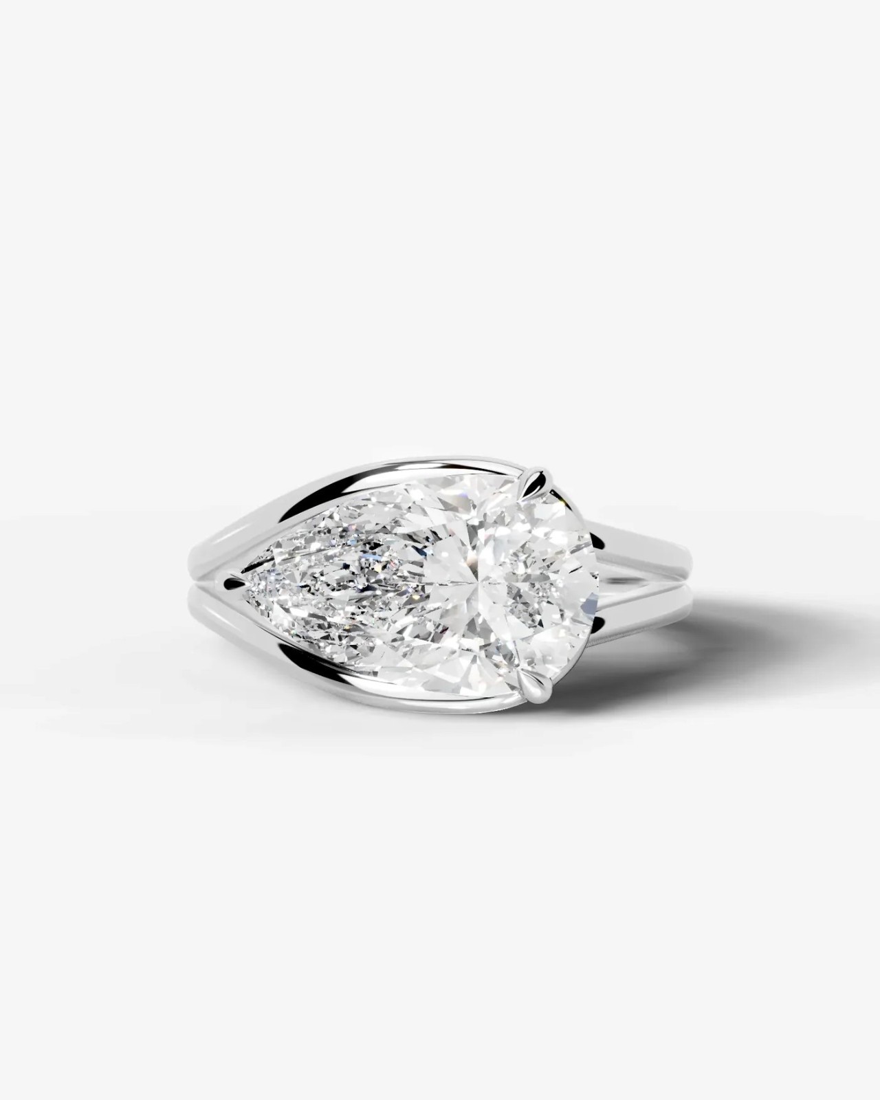 1–5 CT Pear Lab Grown Diamond Solitaire Split Band Engagement Ring 14K Gold