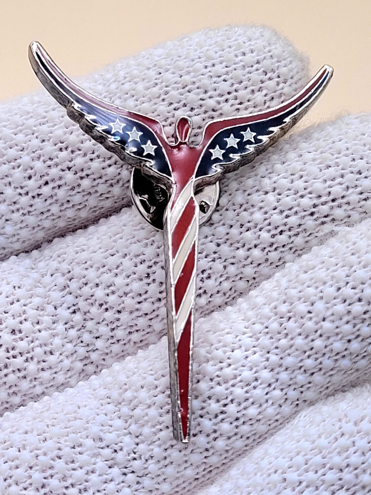 Lavaggi American Brooch Angel of Reconciliation Patrio USA Flag Lapel Pin Signed